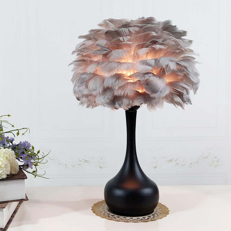 Luxury Feather Table Lamp Bedroom Bedside Light Nordic Ins Touch Dimming Desk Lights for Living Room Study Room Decor Lighting - Arcade Anchor