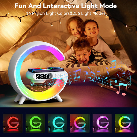 RGB Night Light with Wireless Speaker 15W Wireless Rechargeable Desk Lamp for Bedroom Bedside Game Room - Arcade Anchor