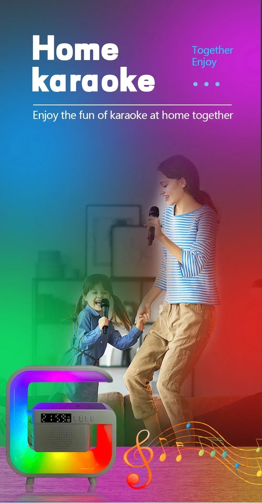 Wireless Charger Station RGB Desk Lamp Light Alarm Clock Bluetooth Speaker For iPhone Xiaomi 15W Fast Charging Stand Pad - Arcade Anchor