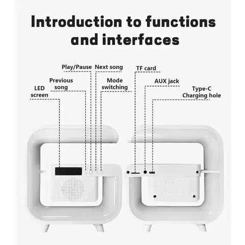 Wireless Charger Station RGB Desk Lamp Light Alarm Clock Bluetooth Speaker For iPhone Xiaomi 15W Fast Charging Stand Pad - Arcade Anchor