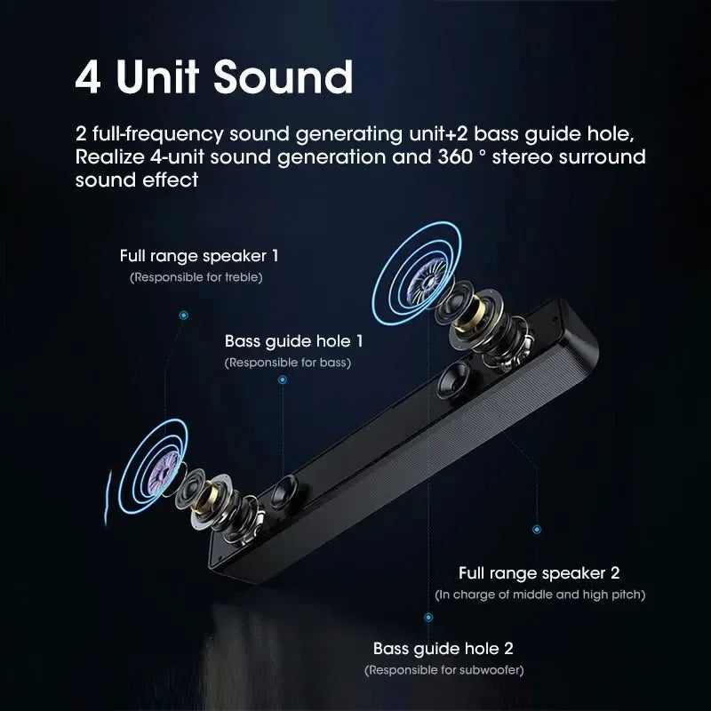 USB Powered Soundbar for TV PC Laptop Gaming Home Theater Surround Audio System - Arcade Anchor