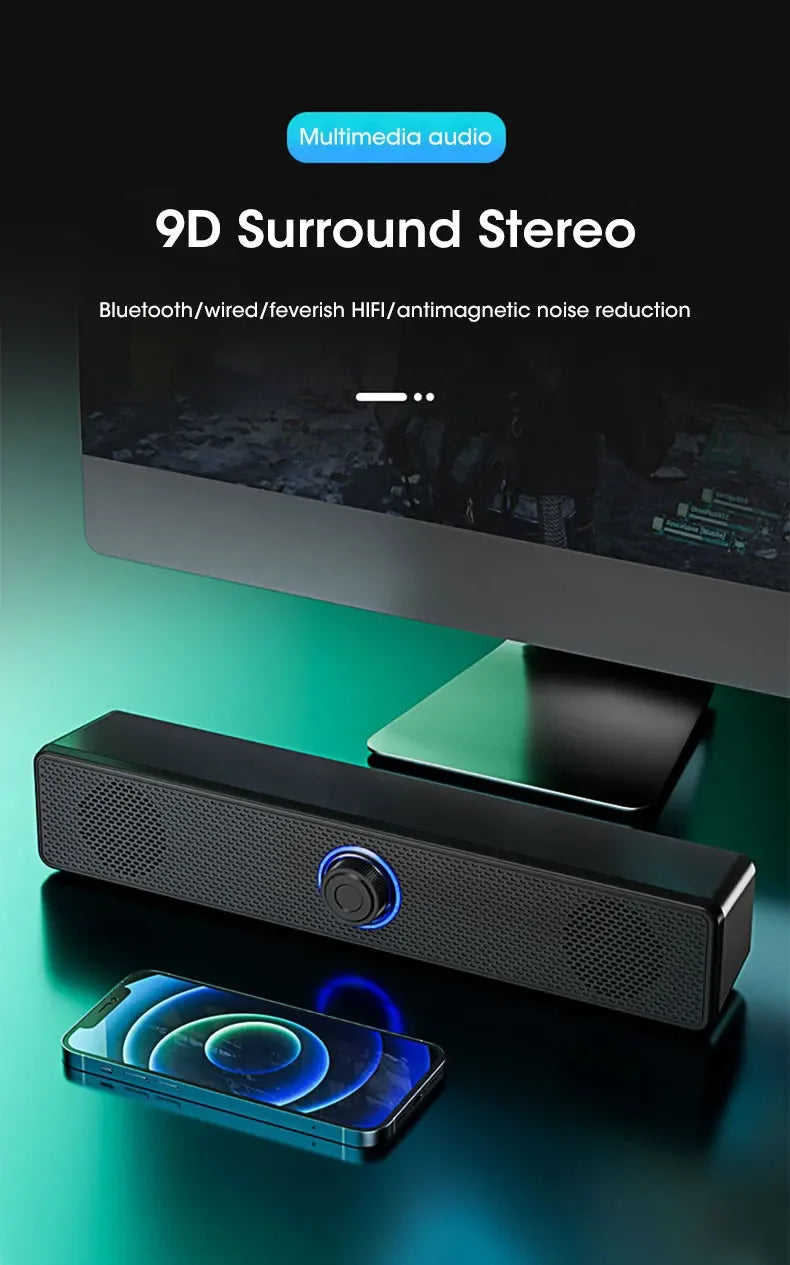 USB Powered Soundbar for TV PC Laptop Gaming Home Theater Surround Audio System - Arcade Anchor