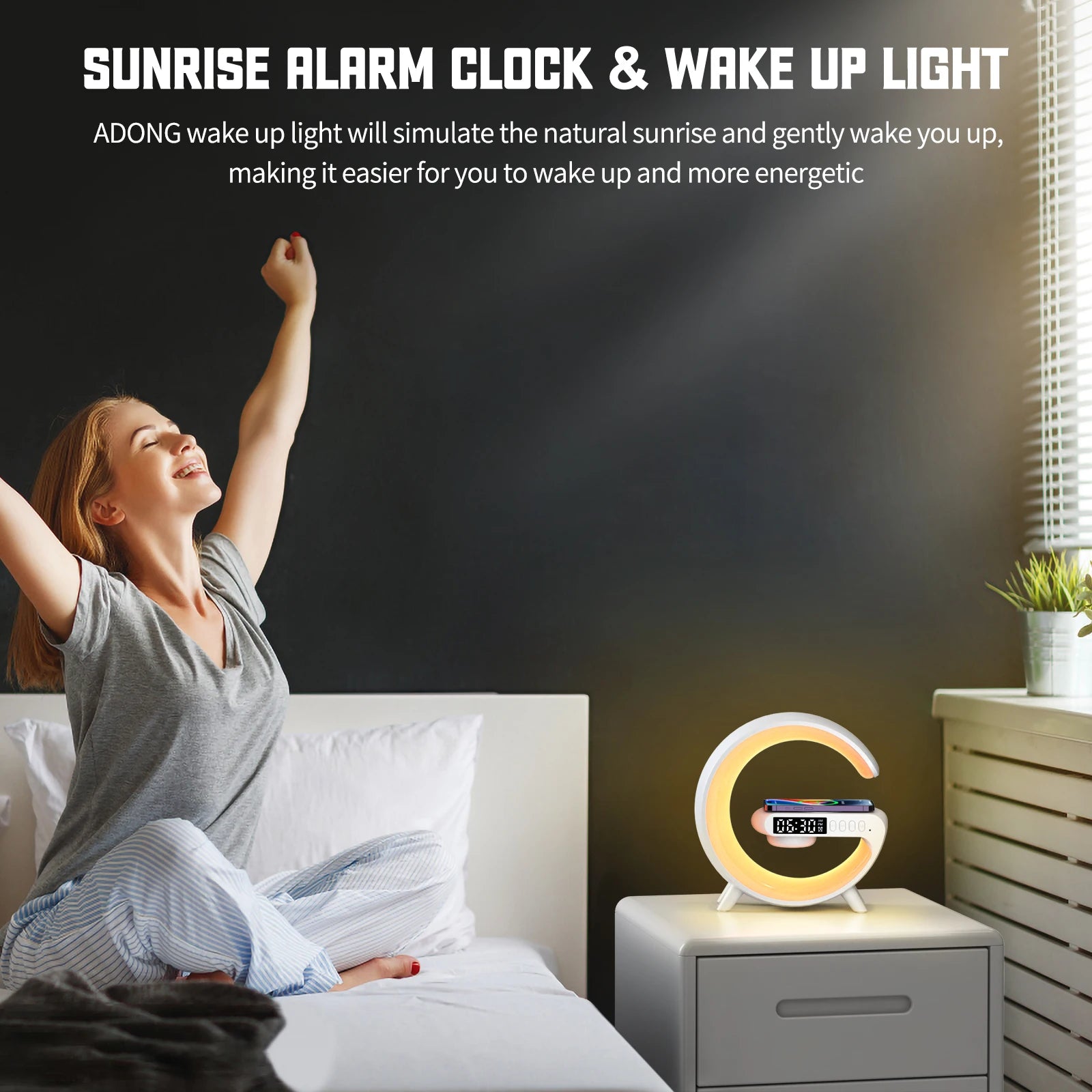 RGB Night Light with Wireless Speaker 15W Wireless Rechargeable Desk Lamp for Bedroom Bedside Game Room - Arcade Anchor