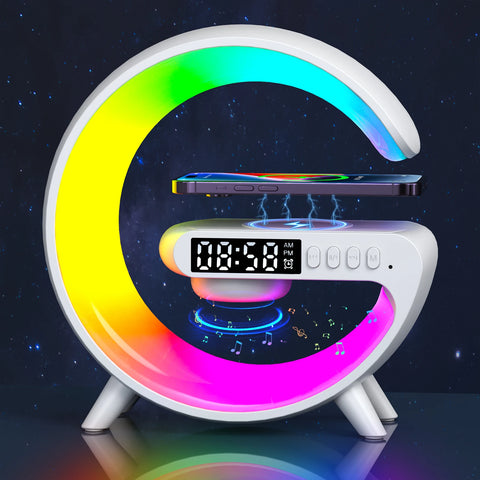 RGB Night Light with Wireless Speaker 15W Wireless Rechargeable Desk Lamp for Bedroom Bedside Game Room - Arcade Anchor