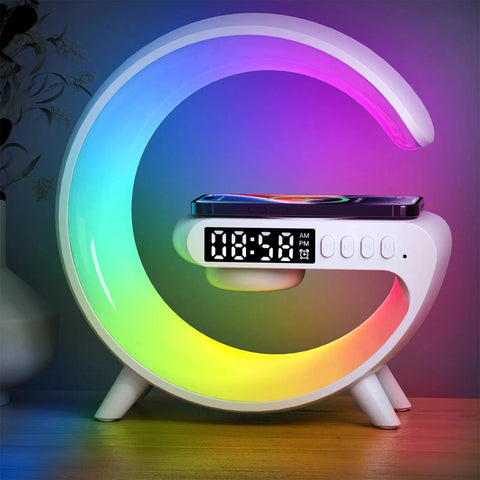 RGB Night Light with Wireless Speaker 15W Wireless Rechargeable Desk Lamp for Bedroom Bedside Game Room - Arcade Anchor