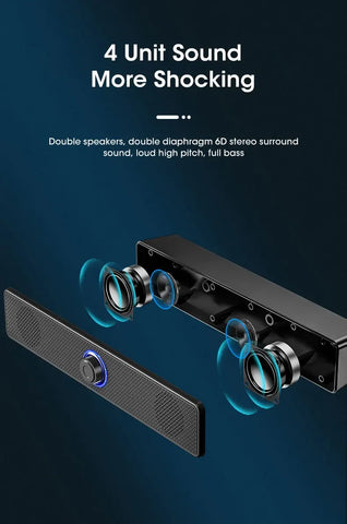 USB Powered Soundbar for TV PC Laptop Gaming Home Theater Surround Audio System - Arcade Anchor
