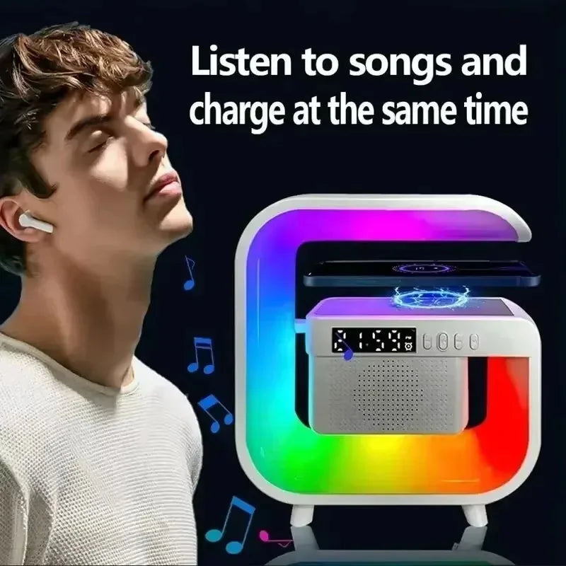 Wireless Charger Station RGB Desk Lamp Light Alarm Clock Bluetooth Speaker For iPhone Xiaomi 15W Fast Charging Stand Pad - Arcade Anchor