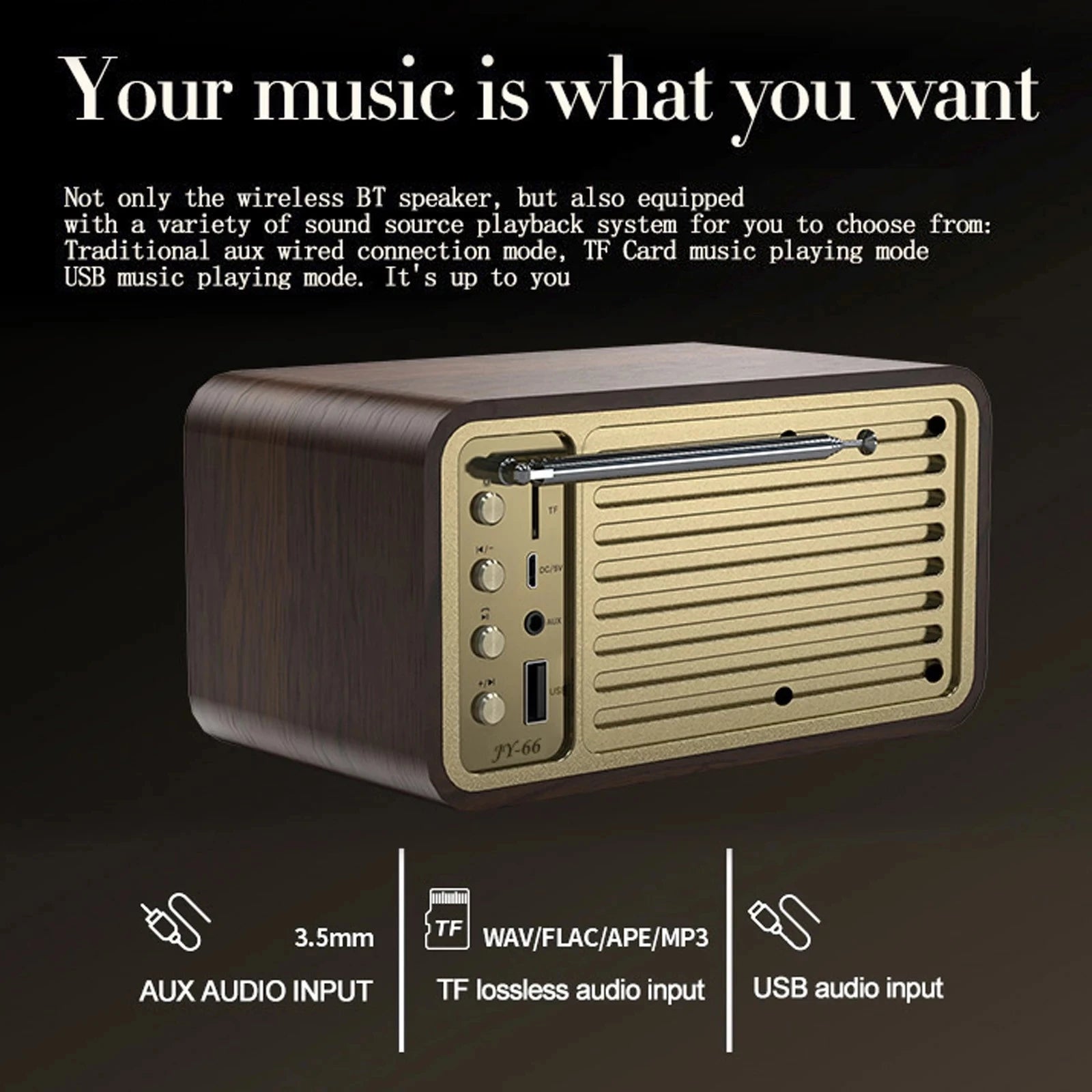 Nostalgic Bluetooth Sound Retro Classic Speaker Retro Radio Wireless Bluetooth 5.0 Wooden Portable Subwoofer - Arcade Anchor
