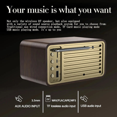 Nostalgic Bluetooth Sound Retro Classic Speaker Retro Radio Wireless Bluetooth 5.0 Wooden Portable Subwoofer - Arcade Anchor