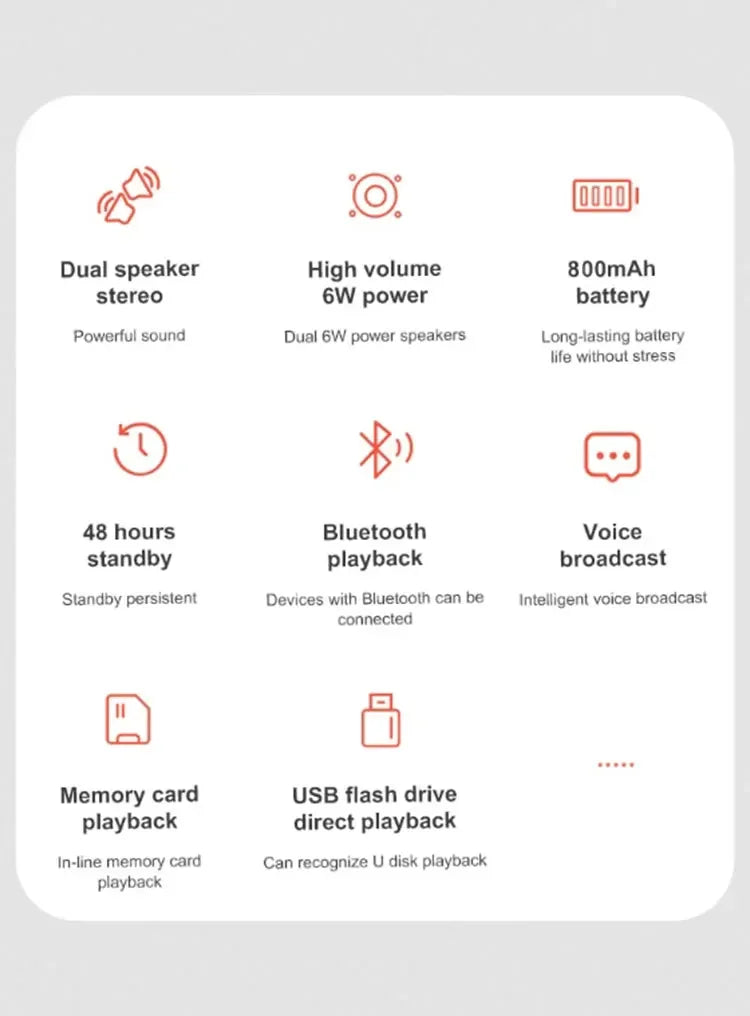TF USB Bluetooth Speaker Dual Speaker Stereo Outdoor Voice Broadcasting Portable Subwoofer Wireless Speaker - Arcade Anchor