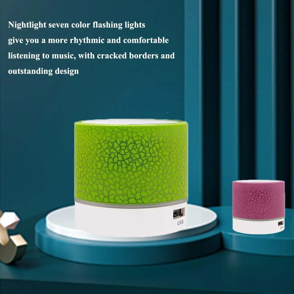 Wireless Mini Speaker, Subwoofer, Dazzle Crackle 7 Colour Light Wireless Mini Speaker - Arcade Anchor