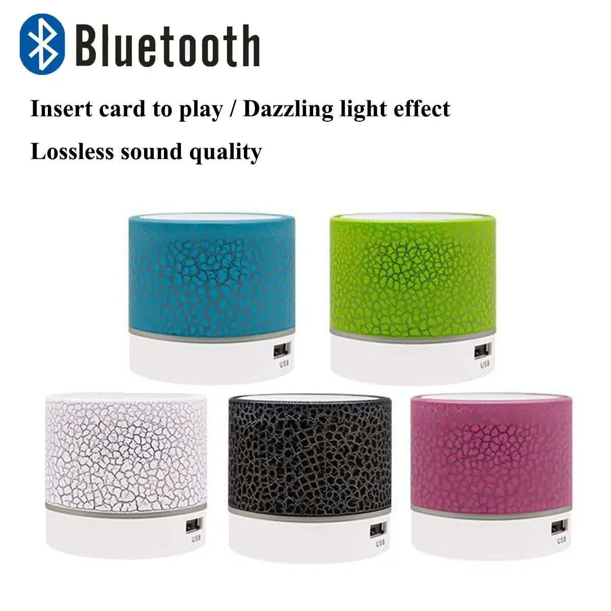 Wireless Mini Speaker, Subwoofer, Dazzle Crackle 7 Colour Light Wireless Mini Speaker - Arcade Anchor