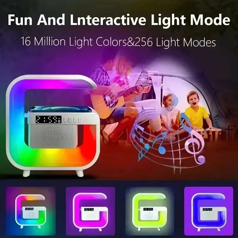 Wireless Charger Station RGB Desk Lamp Light Alarm Clock Bluetooth Speaker For iPhone Xiaomi 15W Fast Charging Stand Pad - Arcade Anchor