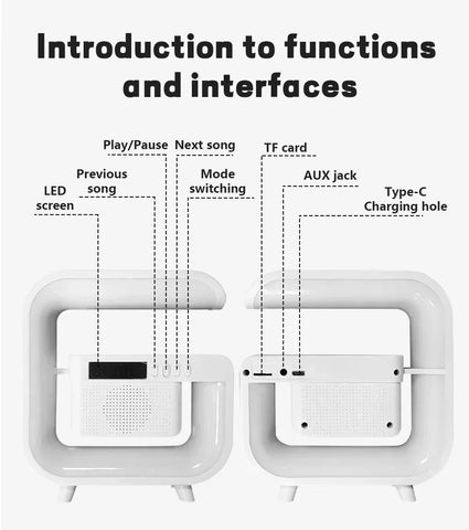 Wireless Charger Station RGB Desk Lamp Light Alarm Clock Bluetooth Speaker For iPhone Xiaomi 15W Fast Charging Stand Pad - Arcade Anchor