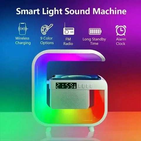 Wireless Charger Station RGB Desk Lamp Light Alarm Clock Bluetooth Speaker For iPhone Xiaomi 15W Fast Charging Stand Pad - Arcade Anchor