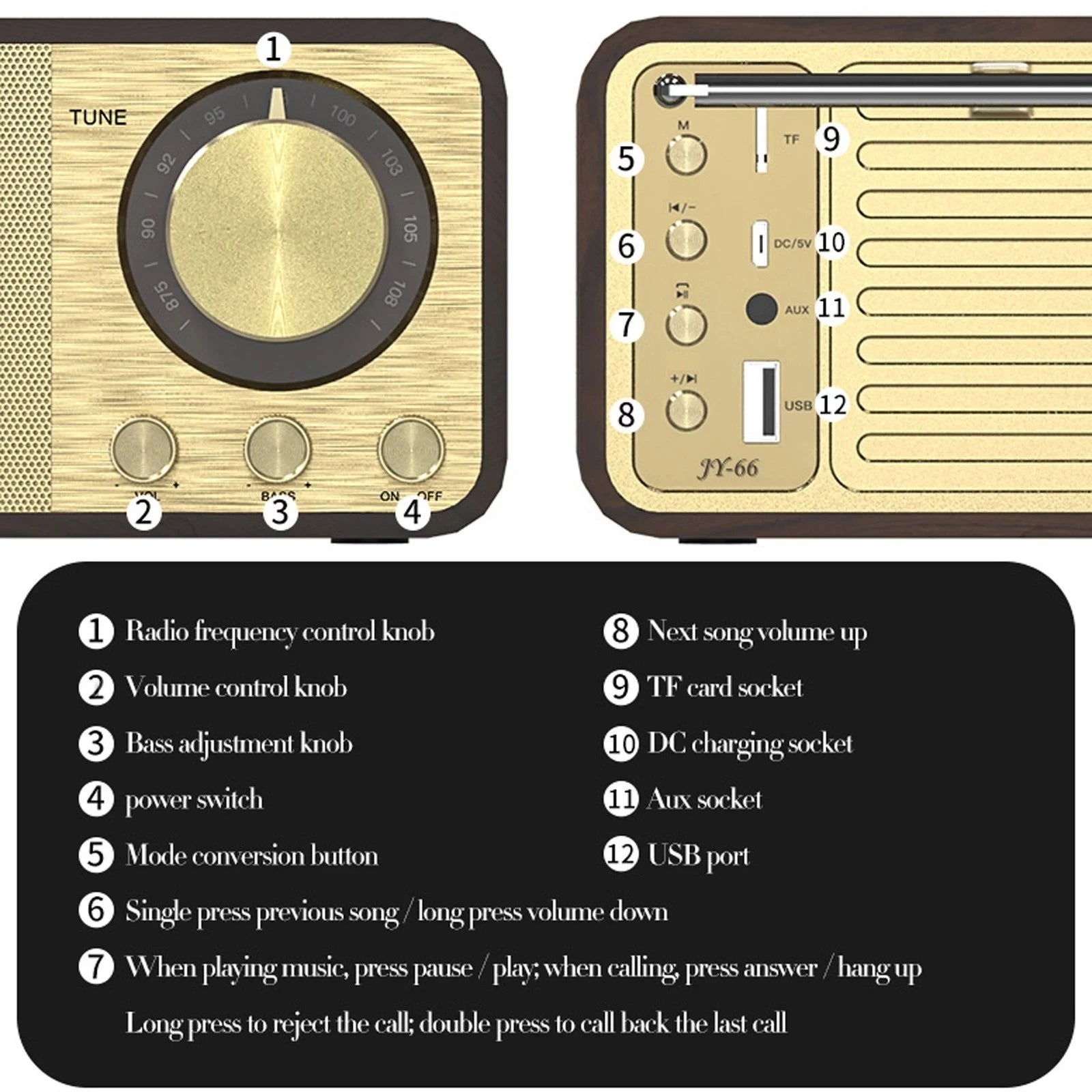 Nostalgic Bluetooth Sound Retro Classic Speaker Retro Radio Wireless Bluetooth 5.0 Wooden Portable Subwoofer - Arcade Anchor