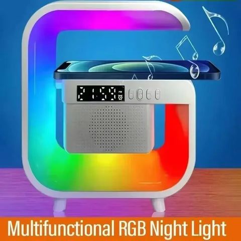 Wireless Charger Station RGB Desk Lamp Light Alarm Clock Bluetooth Speaker For iPhone Xiaomi 15W Fast Charging Stand Pad - Arcade Anchor