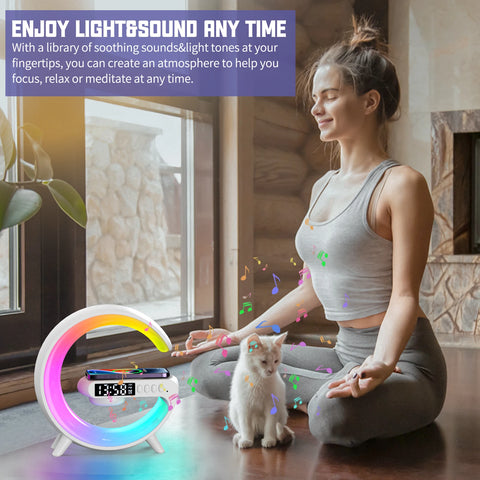 RGB Night Light with Wireless Speaker 15W Wireless Rechargeable Desk Lamp for Bedroom Bedside Game Room - Arcade Anchor