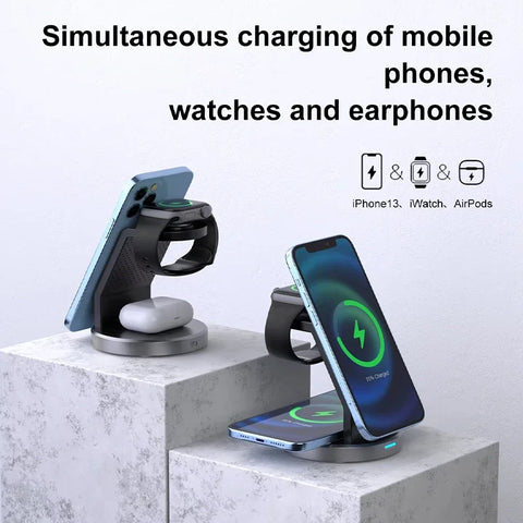 3 In 1 Magnetic Wireless Charger Stand For iPhone 15 14 13 12 Pro Max iWatch AirPods Station Dock MagSafe Fast Charging Station - Arcade Anchor